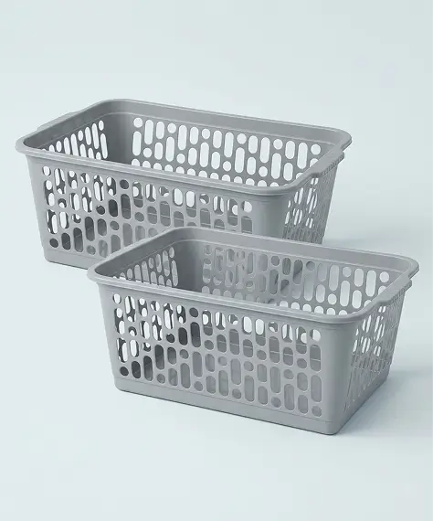 Large Cool Grey Plastic Storage Basket – Multipurpose Organizer for Home & Office