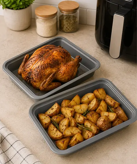 Mini Non-Stick Air Fryer Trays for Easy Baking & Roasting