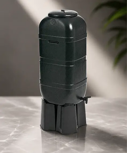 Black Outdoor Water Butts – 100L or 210L Rainwater Collectors with Stand & Complete Kit