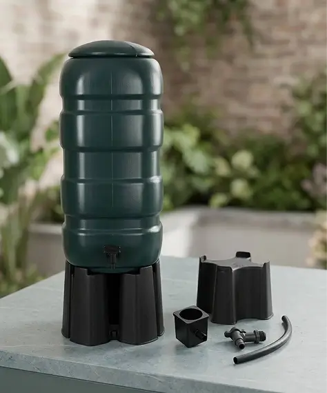 Green Outdoor Water Butts – Complete Rainwater Harvesting Set with Stand & Installation Kit