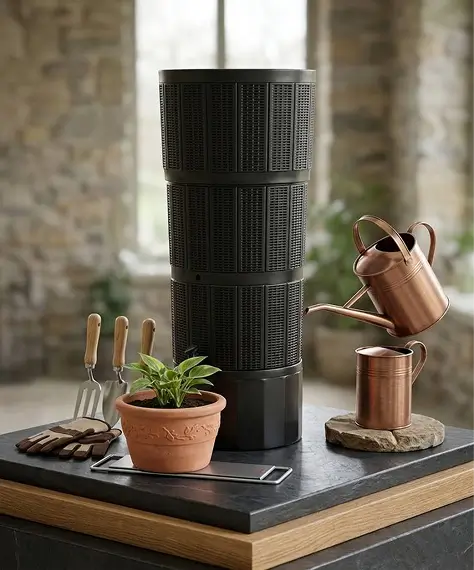 150L Premium Rattan Wicker-Effect Water Butt – Complete Rainwater Collector with Stand, Tap, Diverter & Lid