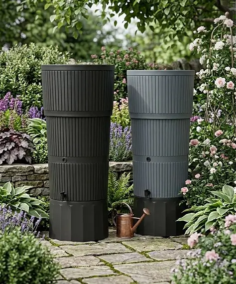 150L Premium Rattan Wicker-Effect Water Butt – Complete Rainwater Collector with Stand, Tap, Diverter & Lid
