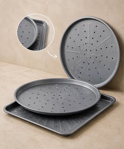 Non-Stick Pizza Tray & Crisper Set – 33cm Round Oven Pizza Baking Tray