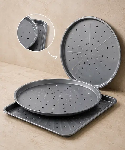 Non-Stick Pizza Tray & Crisper Set – 33cm Round Oven Pizza Baking Tray