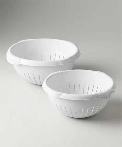 Modern 30cm Fruit & Vegetable Drainer Basket in Ice White Finish