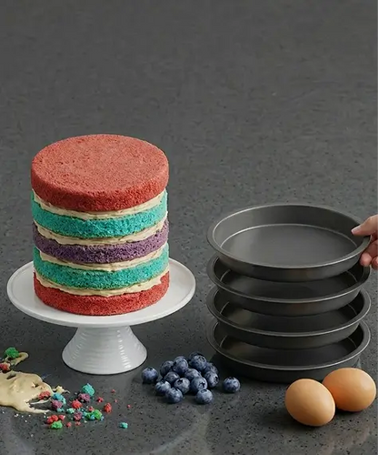 4 Layer Non-Stick Cake Tin Set – Ideal for Ombre & Rainbow Cake Designs