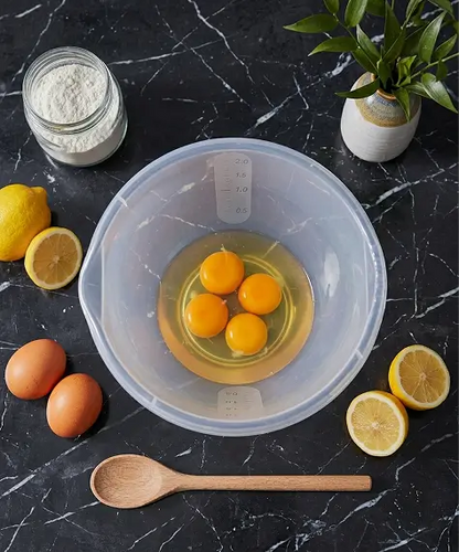 2 Litre Transparent Plastic Mixing Bowl for Baking, Cooking & Storage