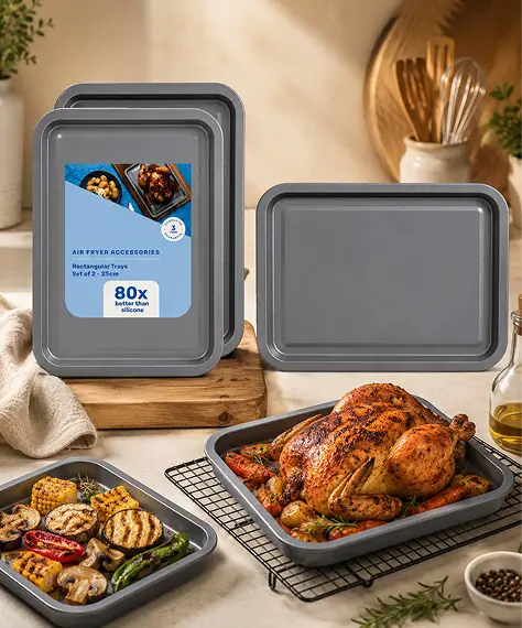 Mini Non-Stick Air Fryer Trays for Easy Baking & Roasting