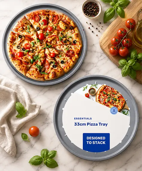 33cm Non-Stick Round Pizza Pan Tray – Ideal for Pizzas & Pastries
