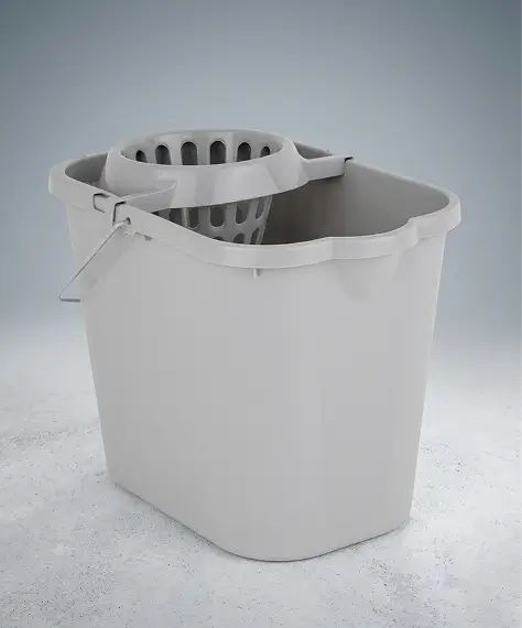 12L Cool Grey Mop Bucket with Wringer & Handle for Hard Floor Cleaning