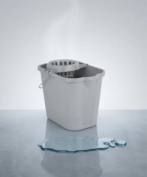 12L Cool Grey Mop Bucket with Wringer & Handle for Hard Floor Cleaning