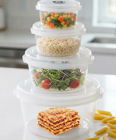 Reusable Clear Plastic Food Containers Set with Airtight Lids – Pack of 4