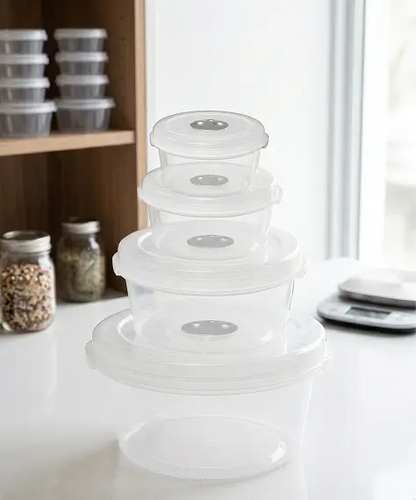 Reusable Clear Plastic Food Containers Set with Airtight Lids – Pack of 4