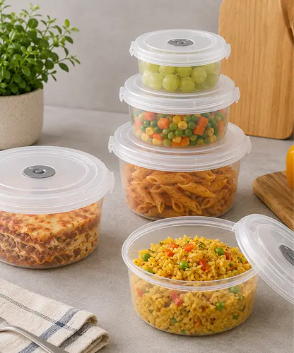 Reusable Clear Plastic Food Containers Set with Airtight Lids – Pack of 4
