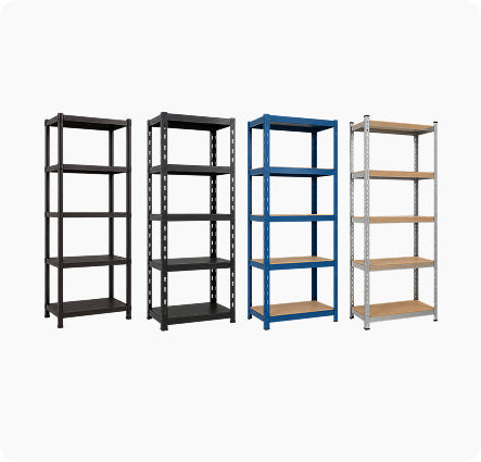 Strong Compact Plastic & Metal Storage Shelving Units – 4 Tier and 5 Tier Options