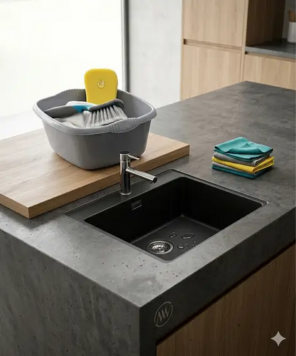 12L Black & Silver Rectangular Washing Up Bowl for Kitchen Cleaning & Household Use