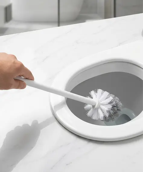 Modern White Plastic Toilet Cleaning Brush with Holder