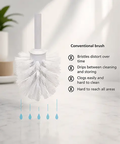 Modern White Plastic Toilet Cleaning Brush with Holder