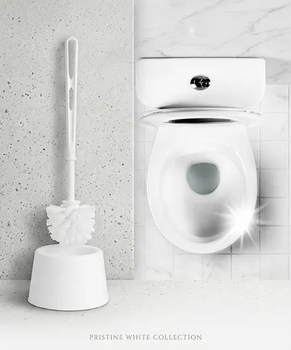 Modern White Plastic Toilet Cleaning Brush with Holder
