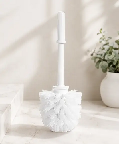 White Plastic Toilet Cleaning Brush with Ergonomic Handle