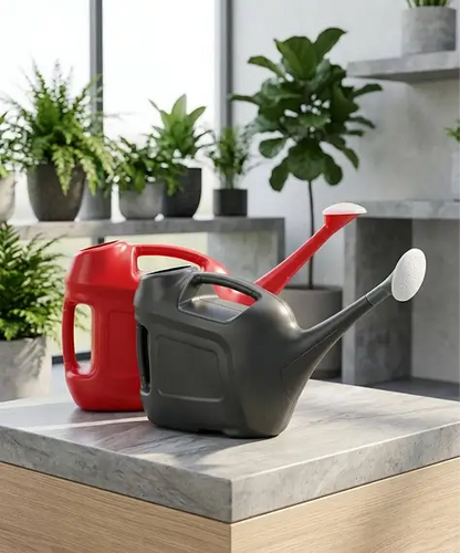 Slimline 6L Watering Can in Red or Green with Detachable Rose Head for Controlled Garden Watering
