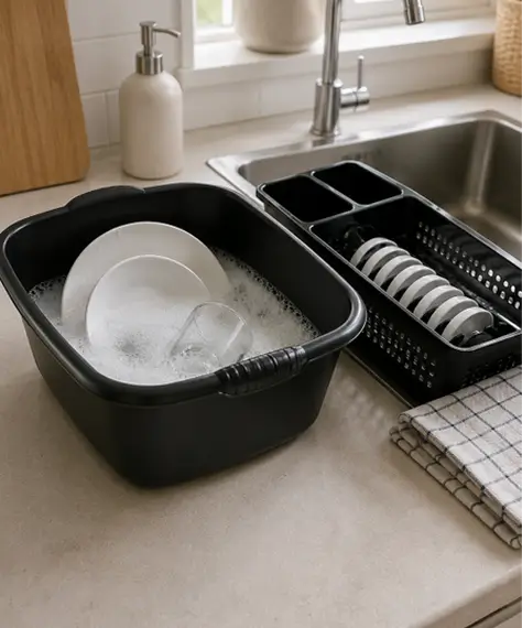Black Silver Sink Dish Rack Organizer Set