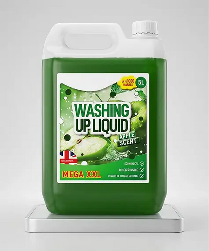 5L Mega XXL Apple Scented Washing Up Liquid for Powerful Dish Cleaning