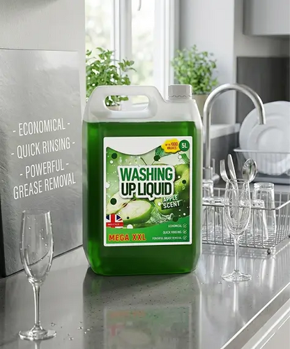 5L Mega XXL Apple Scented Washing Up Liquid for Powerful Dish Cleaning