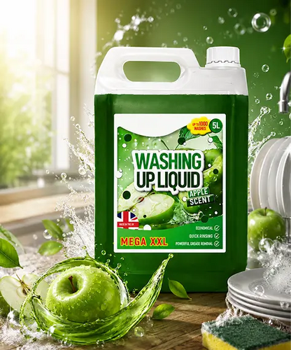 5L Mega XXL Apple Scented Washing Up Liquid for Powerful Dish Cleaning