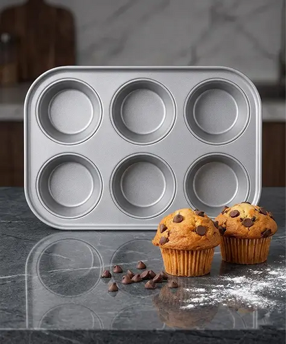 Jumbo 6-Cup Muffin Tin – Large Non-Stick Cupcake Baking Pan, Dishwasher Safe