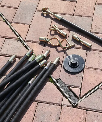 12 Piece Drain Unblocker Rod Set with Plunger & Double Worm