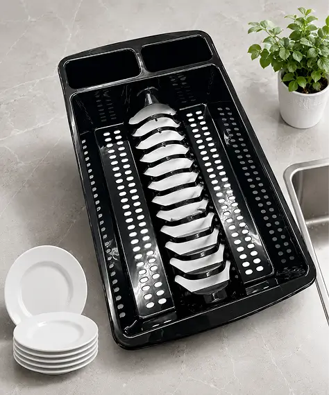 Stylish Black Or Silver High Grade Dish Drainer Rack Ideal For Drying Plates