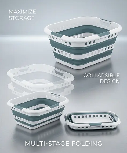 45L Foldable Collapsible Laundry Basket – Space Saving Washing Tub