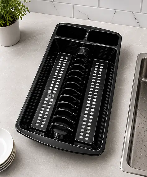 Stylish Black Or Silver High Grade Dish Drainer Rack Ideal For Drying Plates