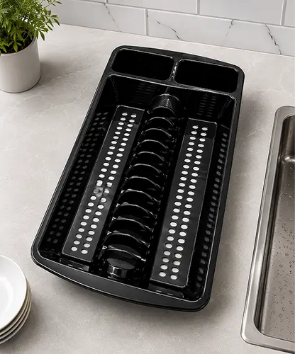 Stylish Black Or Silver High Grade Dish Drainer Rack Ideal For Drying Plates