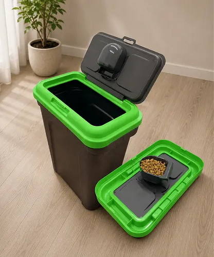 30L Airtight Pet Food Storage Container – 15kg Animal Feed Holder with Scoop