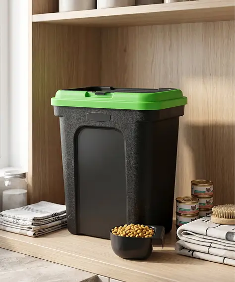 30L Airtight Pet Food Storage Container – 15kg Animal Feed Holder with Scoop