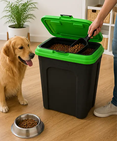 30L Airtight Pet Food Storage Container – 15kg Animal Feed Holder with Scoop