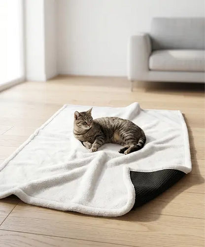 Snug Thermal Self-Heating Fleece Pet Blanket Mat – Non-Slip for Cats & Dogs