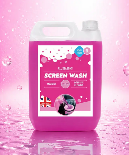 Premium 5L Ready to Use Windscreen Screen Wash – All Weather Pink Formula (-5°C)