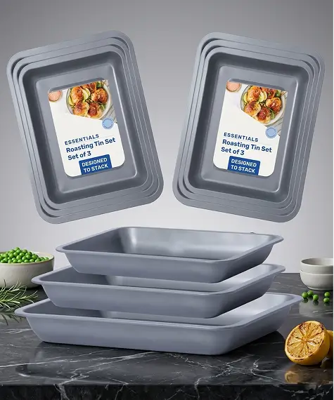 Non-Stick Stackable Roasting Tray Set – 3 Piece