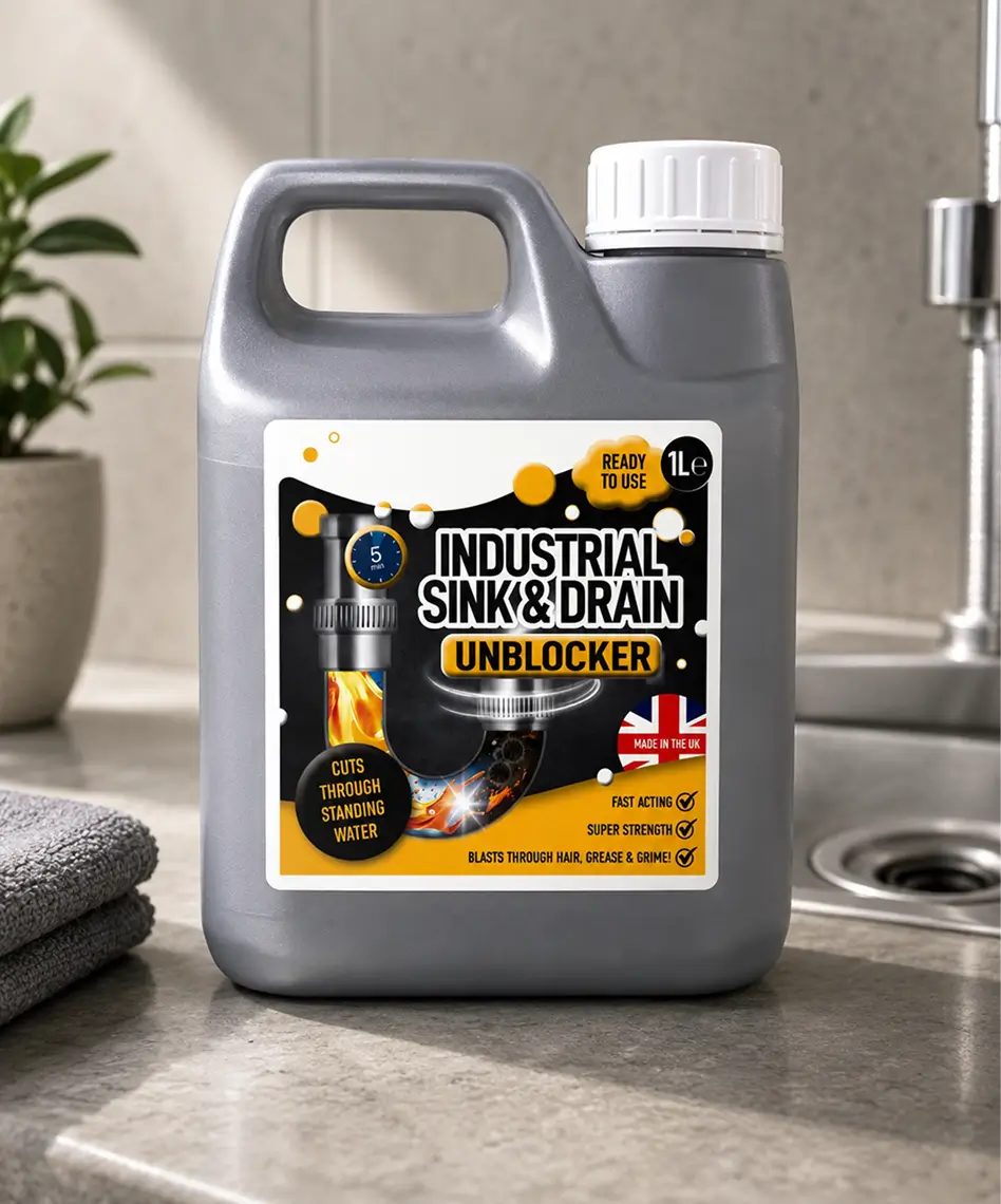 1L Industrial Drain & Sink Unblocker – Fast-Acting Formula for Clearing Standing Water