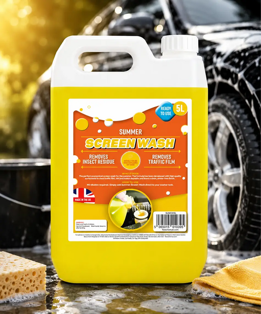 5L Summer Bright Yellow Screen Wash – Removes Insect Residue & Traffic Film