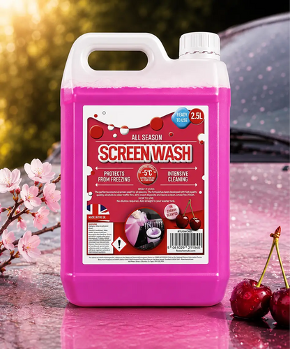 2.5L All-Season Cherry Scented Screen Wash – Ready-to-Use Formula with Freeze Protection