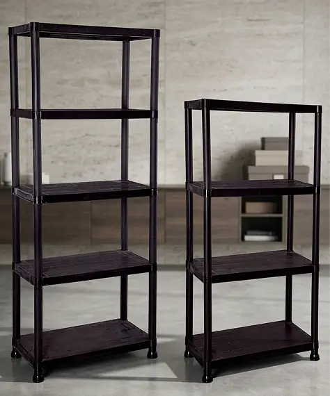 Multipurpose Black 3 Tier Plastic Storage Rack – Durable Shelving Unit for Home, Garage & Warehouse