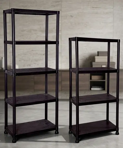 Multipurpose Black 3 Tier Plastic Storage Rack – Durable Shelving Unit for Home, Garage & Warehouse