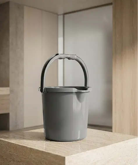 Grey 5L Strong Plastic Bucket with Handle – Ideal for Home & Garden Use