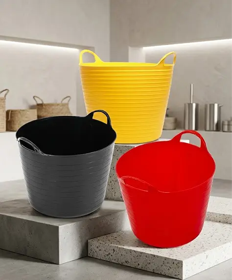 40L Strong Flexible Storage Tubs – Robust Black, Yellow or Red Multipurpose Containers