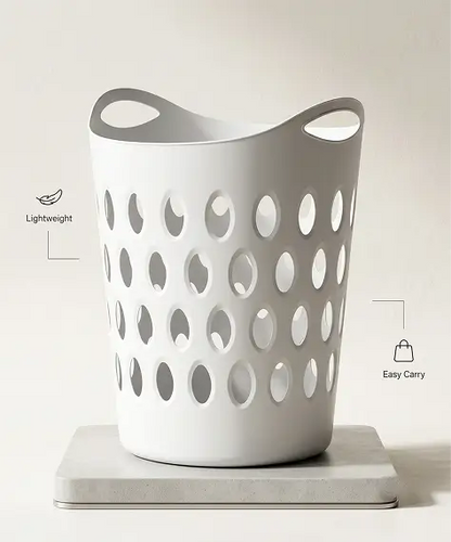 Tall Flexi Laundry Basket – Lightweight Grey & White Clothes Storage