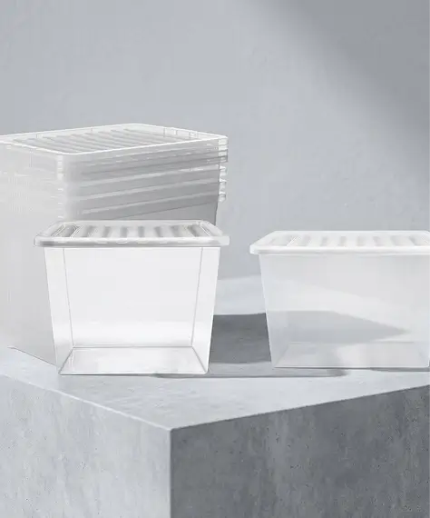 Set of 5 Clear Plastic 80L Extra Large Stackable Storage Boxes with Secure Lids